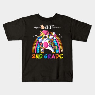 Unicorn Peace Out 2Nd Grade Last Day Of School Summer Beach Kids T-Shirt